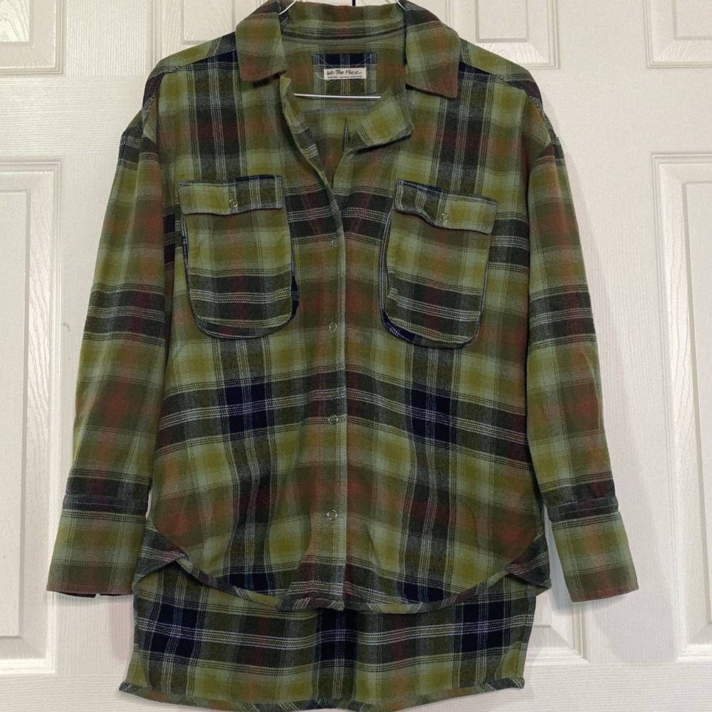 We The Free People Jacket Womens XS Cabin Cozy Plaid Flannel Shacket Snap